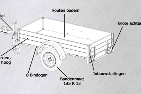 Anssems bakwagen GTB750O-211 1as geremd 211x126x30cm 750kg 