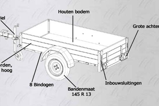 Anssems Bagagewagen GT500-181HT 1as onger. 181x101x48cm/500kg 