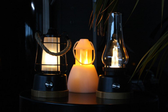 Windlicht met vlam effect ETLT1221