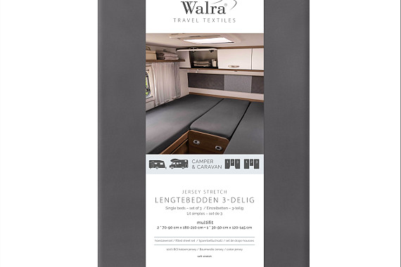 Walra hoeslaken 3-delig Antraciet