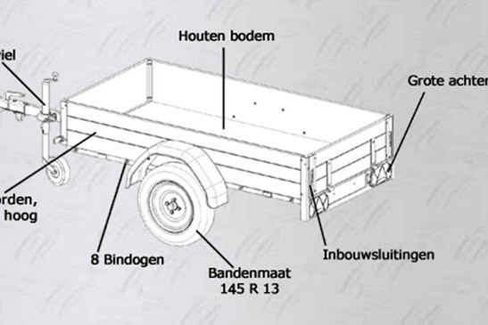 Anssems Bagagewagen GT500-181HT 1as onger. 181x101x48cm/500kg 