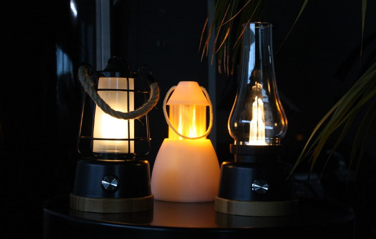 Windlicht met vlam effect ETLT1221