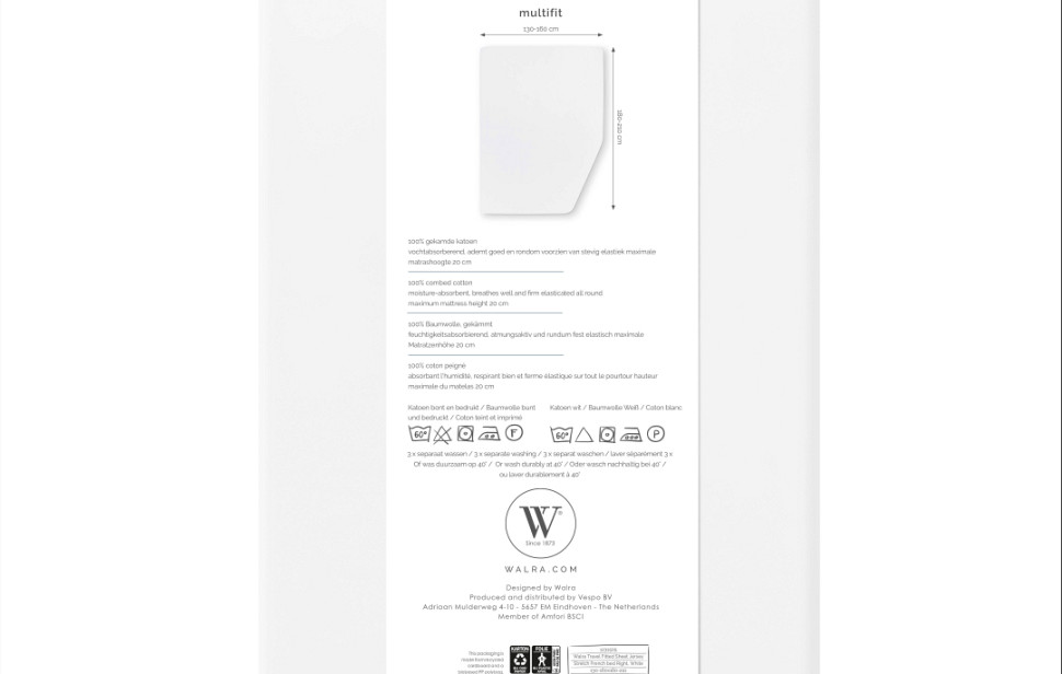 Walra hoeslaken Frans Bed rechts wit